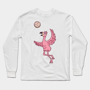 Cartoon flamingo playing volleyball Long Sleeve T-Shirt